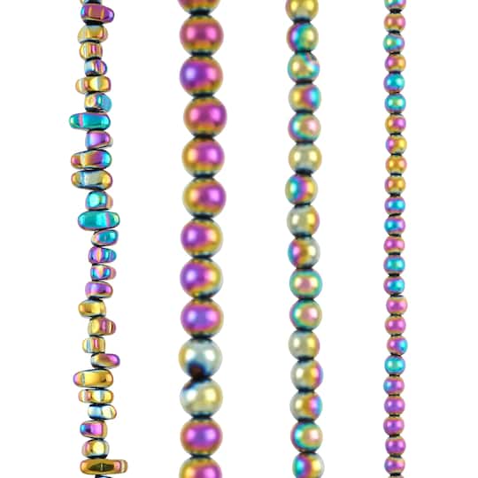 Mixed Rainbow Reconstituted Hematite Beads by Bead Landing&#x2122;